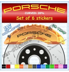 Porsche Brake Caliper Decals Stickers Curved 20