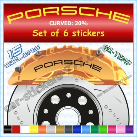Porsche Brake Caliper Decals Stickers Curved 20